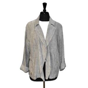 A8 NWT CHICOS Moto Stretch Linen Blend Long Sleeve Jacket Size 3 US 16/18 $139